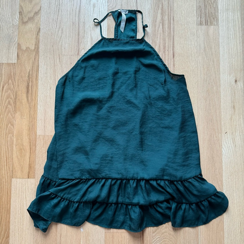 Intimately Free People ruffle bottom racerback minidress, green, size medium